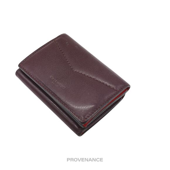🔴 Givenchy Two Tone Trifold Wallet - Burgundy Red Leather - Picture 3 of 9